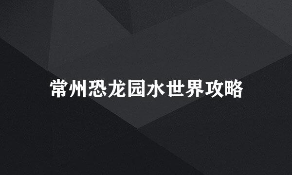 常州恐龙园水世界攻略