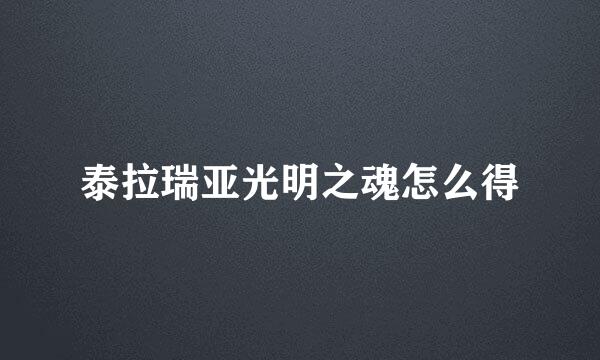 泰拉瑞亚光明之魂怎么得