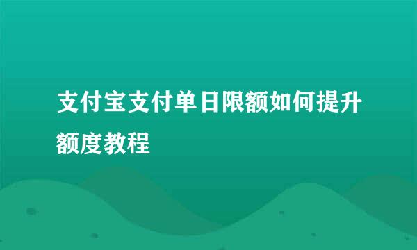 支付宝支付单日限额如何提升额度教程