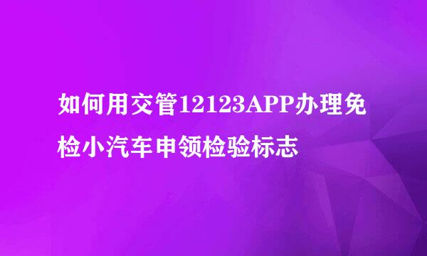 如何用交管12123APP办理免检小汽车申领检验标志