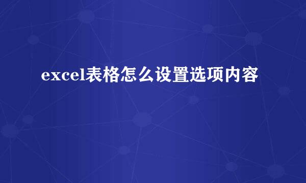 excel表格怎么设置选项内容