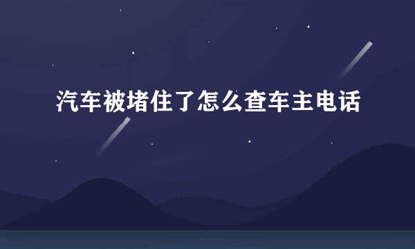 汽车被堵住了怎么查车主电话
