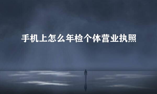 手机上怎么年检个体营业执照