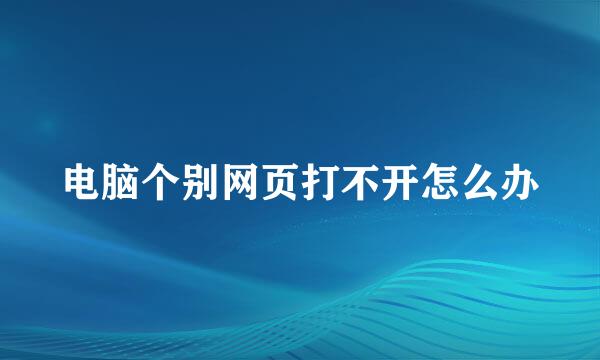 电脑个别网页打不开怎么办
