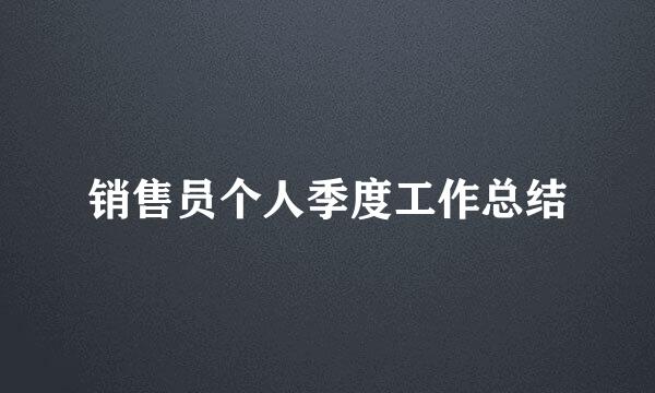 销售员个人季度工作总结