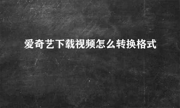 爱奇艺下载视频怎么转换格式