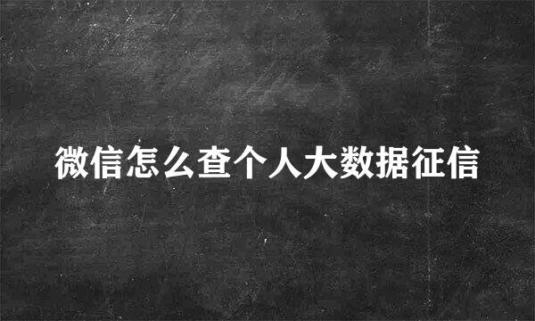 微信怎么查个人大数据征信