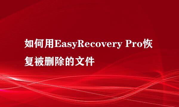 如何用EasyRecovery Pro恢复被删除的文件