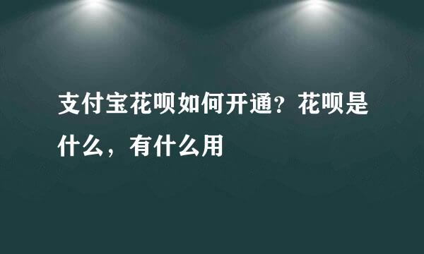 支付宝花呗如何开通？花呗是什么，有什么用