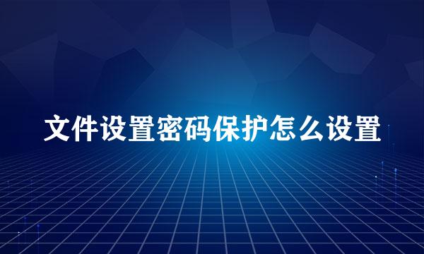 文件设置密码保护怎么设置