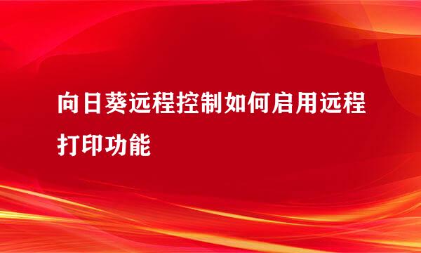 向日葵远程控制如何启用远程打印功能