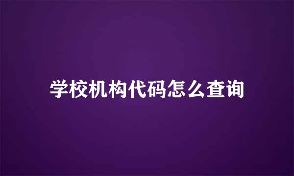 学校机构代码怎么查询