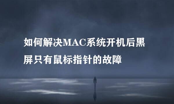 如何解决MAC系统开机后黑屏只有鼠标指针的故障