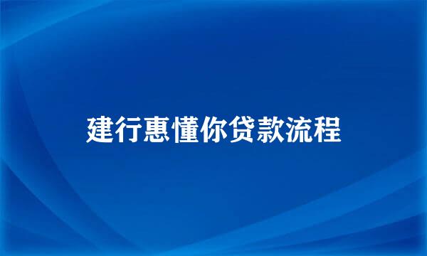 建行惠懂你贷款流程