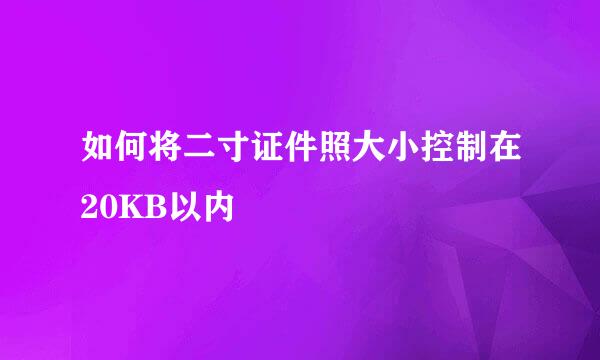 如何将二寸证件照大小控制在20KB以内