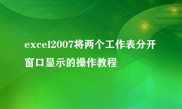excel2007将两个工作表分开窗口显示的操作教程