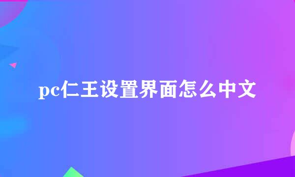 pc仁王设置界面怎么中文