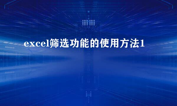 excel筛选功能的使用方法1