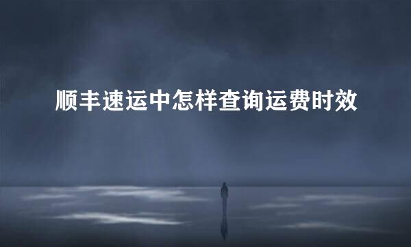 顺丰速运中怎样查询运费时效