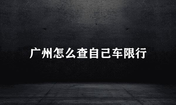 广州怎么查自己车限行
