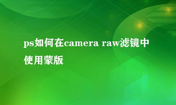 ps如何在camera raw滤镜中使用蒙版