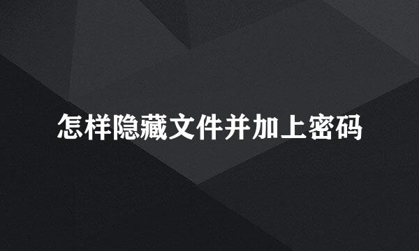 怎样隐藏文件并加上密码