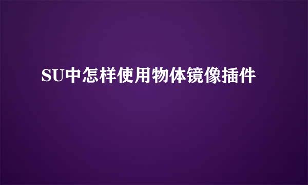 SU中怎样使用物体镜像插件