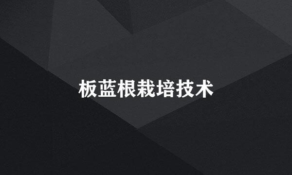 板蓝根栽培技术