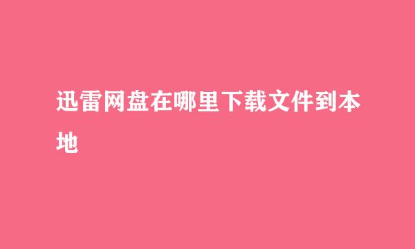 迅雷网盘在哪里下载文件到本地