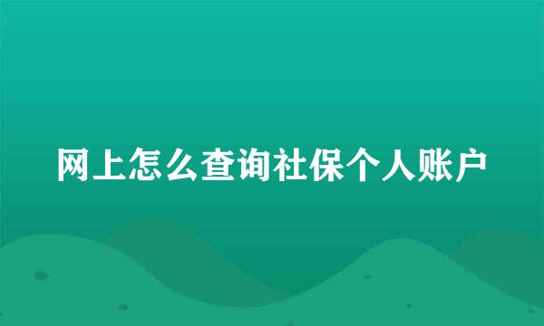网上怎么查询社保个人账户