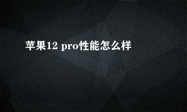 苹果12 pro性能怎么样