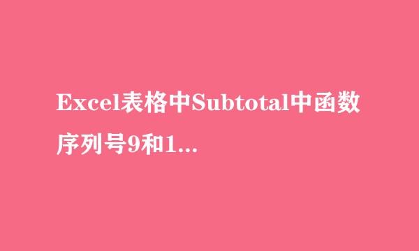 Excel表格中Subtotal中函数序列号9和109的区别