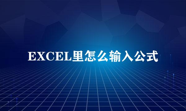 EXCEL里怎么输入公式