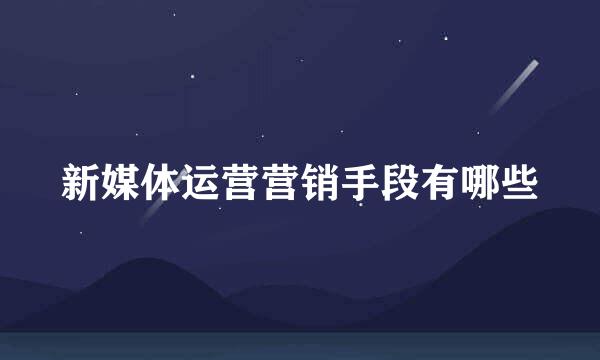 新媒体运营营销手段有哪些