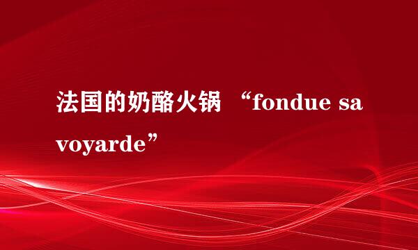 法国的奶酪火锅 “fondue savoyarde”