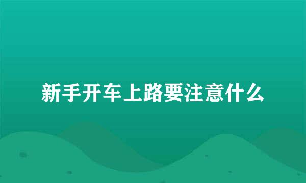 新手开车上路要注意什么