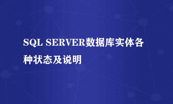SQL SERVER数据库实体各种状态及说明