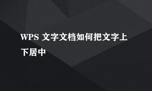 WPS 文字文档如何把文字上下居中