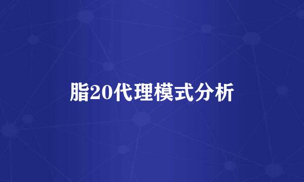 脂20代理模式分析
