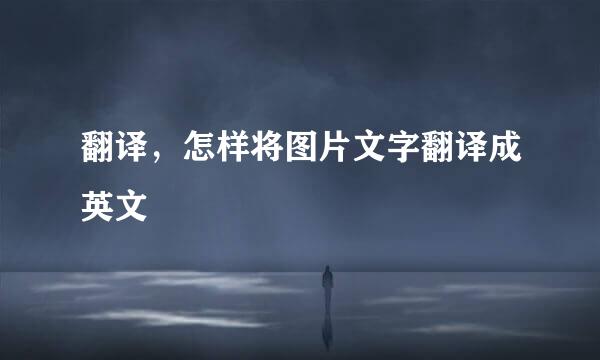 翻译，怎样将图片文字翻译成英文