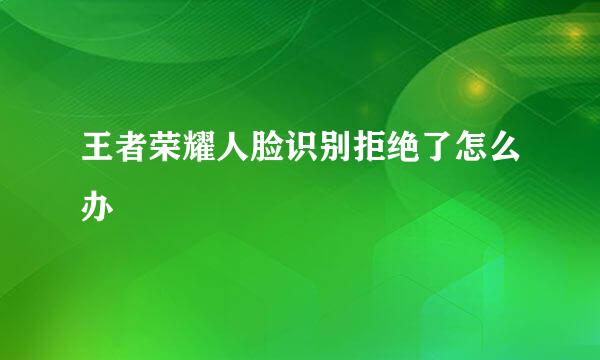 王者荣耀人脸识别拒绝了怎么办