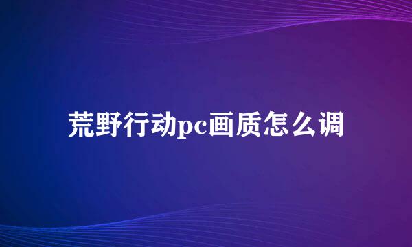荒野行动pc画质怎么调