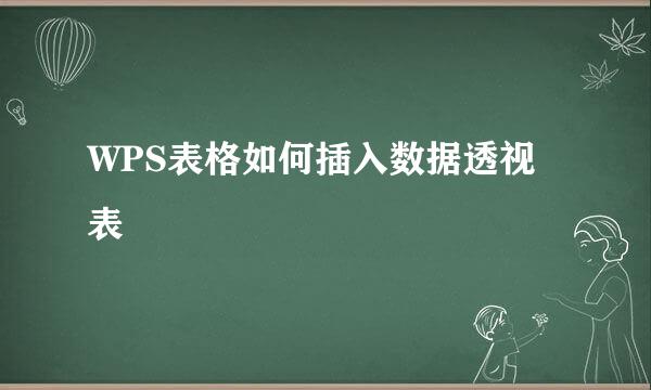 WPS表格如何插入数据透视表