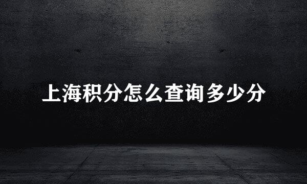 上海积分怎么查询多少分