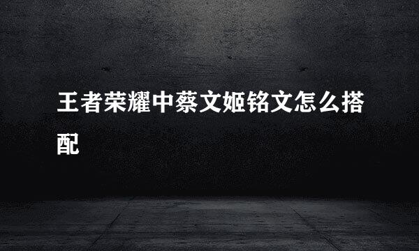 王者荣耀中蔡文姬铭文怎么搭配