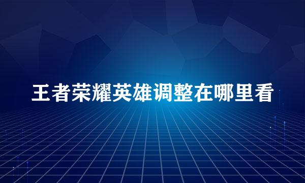 王者荣耀英雄调整在哪里看