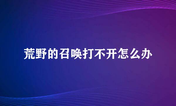 荒野的召唤打不开怎么办