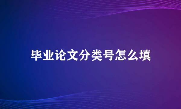 毕业论文分类号怎么填