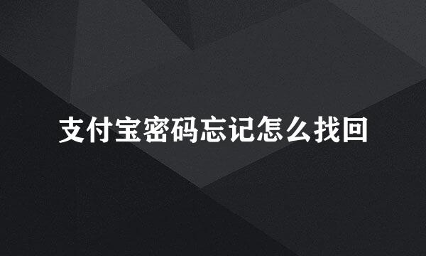 支付宝密码忘记怎么找回