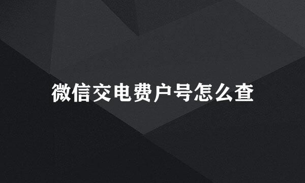 微信交电费户号怎么查